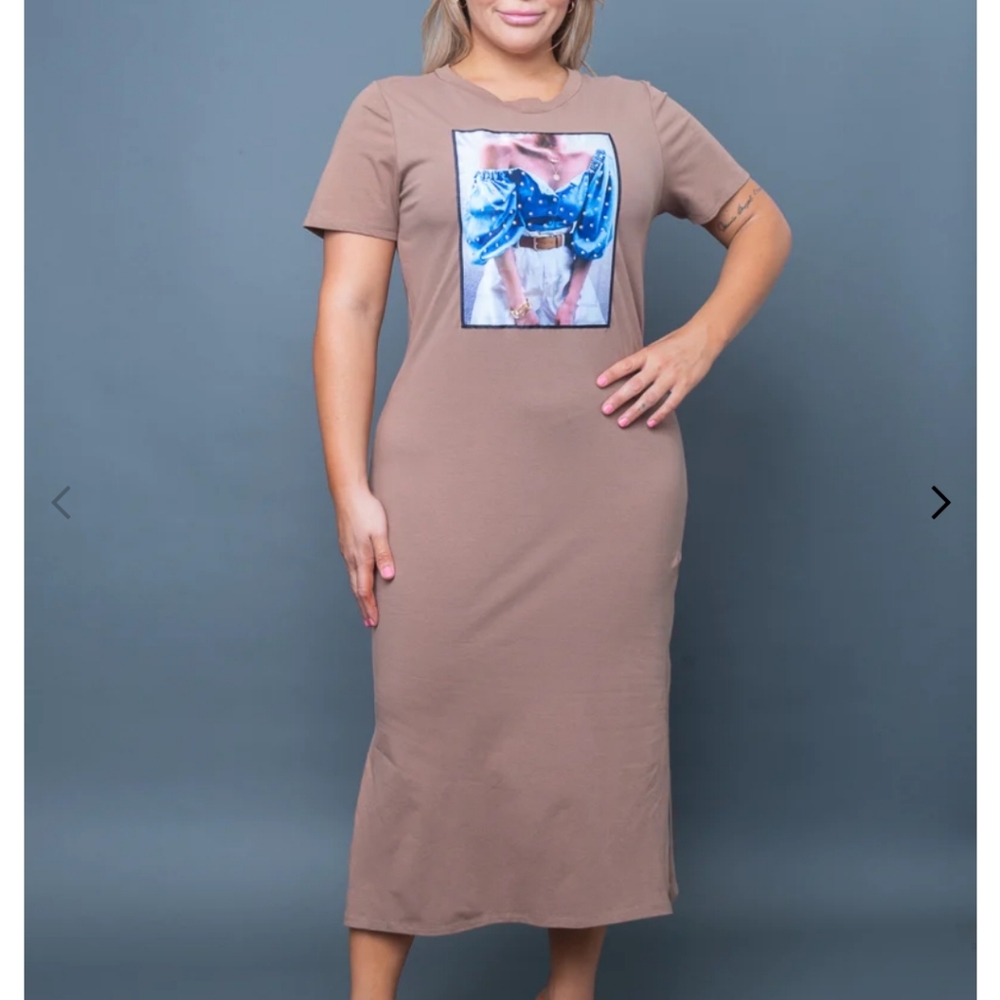 Material Girl' Graphic Tee Maxi Dress With Side Slits